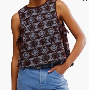 FREE PEOPLE:Towel Terry Top Sunburst in Blue Combo NWT